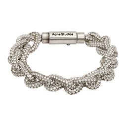 Silver Crystal Cord Bracelet 241129M142006
