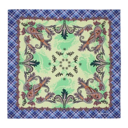 Green & Blue Printed Silk Scarf 241129M150055