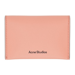 Pink Folded Leather Card Holder 241129M163007