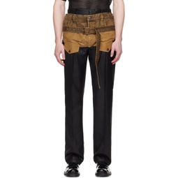 Black & Tan Belted Trousers 241129M191034
