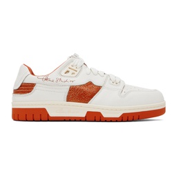 White & Orange Low Top Sneakers 232129M237003