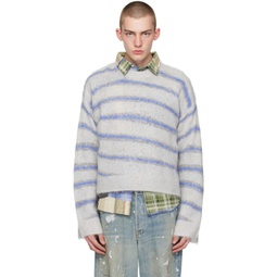 Gray & Blue Stripes Sweater 241129M201021