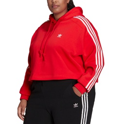 Plus Size Cropped Striped Hoodie