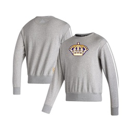 Mens Heathered Gray Los Angeles Kings Team Classics Vintage-Like Pullover Sweatshirt