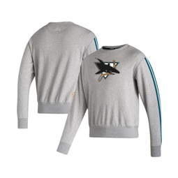 Mens Heathered Gray San Jose Sharks Team Classics Vintage-Like Pullover Sweatshirt