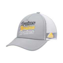 Womens Gray White Boston Bruins Foam Trucker Snapback Hat