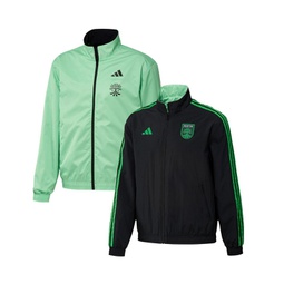 Mens Black and Green Austin FC 2023 On-Field Anthem Full-Zip Reversible Team Jacket