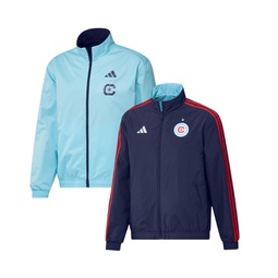 Mens Navy and Light Blue Chicago Fire 2023 On-Field Anthem Full-Zip Reversible Team Jacket