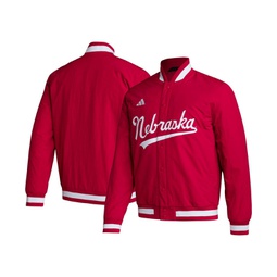 Mens Red Scarlet Huskers Baseball Coaches Full-Snap Jacket