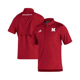 Mens Scarlet Nebraska Huskers 2021 Sideline AEROREADY Short Sleeve Quarter-Zip Jacket