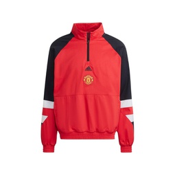 Mens Red Manchester United Football Icon Raglan Quarter-Zip Jacket