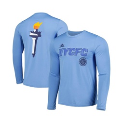 Mens Sky Blue New York City FC Jersey Hook AEROREADY Long Sleeve T-shirt