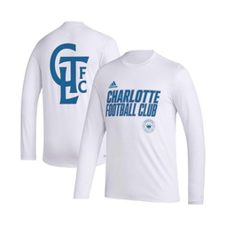 Mens White Charlotte FC Jersey Hook AEROREADY Long Sleeve T-shirt