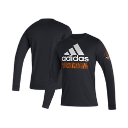 Mens Black Houston Dynamo FC Vintage-Inspired Performance Long Sleeve T-shirt