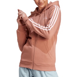 Womens 3-Stripe Cotton Fleece Full-Zip Hoodie Sweatshirt