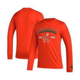 Mens Orange Miami Hurricanes Mighty Mascot Pregame Long Sleeve T-shirt