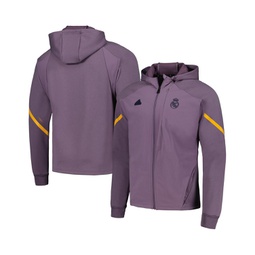 Mens Purple Real Madrid Designed for Gameday Raglan Full-Zip Hoodie Jacket