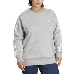 Plus Size 3-Stripes Crewneck Fleece Sweatshirt
