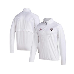 Mens White Texas A&M Aggies Sideline AEROREADY Raglan Sleeve Quarter-Zip Jacket