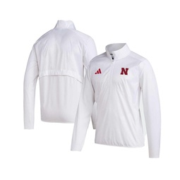 Mens White Nebraska Huskers Sideline AEROREADY Raglan Sleeve Quarter-Zip Jacket