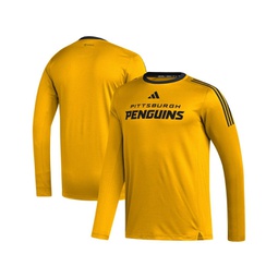 Mens Gold Pittsburgh Penguins AEROREADY Long Sleeve T-shirt