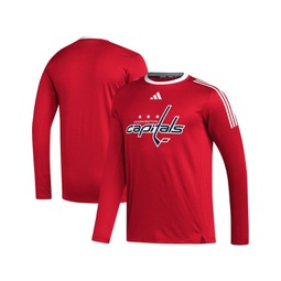 Mens Red Washington Capitals AEROREADY Long Sleeve T-shirt