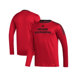 Mens Red Chicago Blackhawks AEROREADY Long Sleeve T-shirt