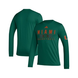 Mens Green Miami Hurricanes Practice Basketball Pregame AEROREADY Long Sleeve T-shirt