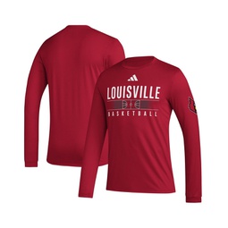 Mens Red Louisville Cardinals Practice Basketball Pregame AEROREADY Long Sleeve T-shirt