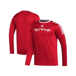 Mens Red Detroit Red Wings AEROREADY Long Sleeve T-shirt