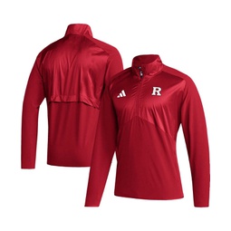 Mens Scarlet Rutgers Scarlet Knights Sideline AEROREADY Raglan Sleeve Quarter-Zip Jacket
