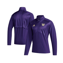 Mens Purple Washington Huskies Sideline AEROREADY Raglan Sleeve Quarter-Zip Jacket