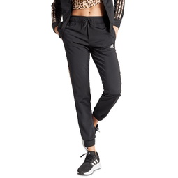 Womens Tricot Tapered Animal-Print 3-Stripe Track Pants