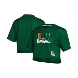 Womens Green Miami Hurricanes V-Neck Cropped Jersey