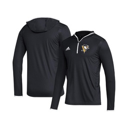 Mens Black Pittsburgh Penguins Team Long Sleeve Quarter-Zip Hoodie T-shirt