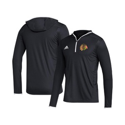 Mens Black Chicago Blackhawks Team Long Sleeve Quarter-Zip Hoodie T-shirt