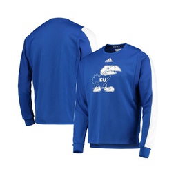 Mens Royal Kansas Jayhawks Sideline Reverse Retro AEROREADY Pullover Sweatshirt