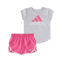 Baby Girls Two-Piece Essential Heather Tee Woven Short Set