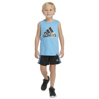 Little & Toddler Boys Sleeveless Logo Tank & Elastic-Waistband 3-Stripe Shorts 2 Piece Set