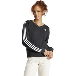 Womens adidas Essentials 3-Stripes V-Neck Sweatshirt