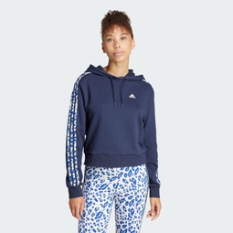 Essentials 3-Stripes Animal Print Relaxed Hoodie