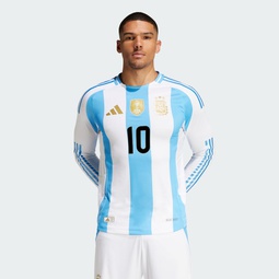 Argentina 24 Long Sleeve Messi Home Authentic Jersey