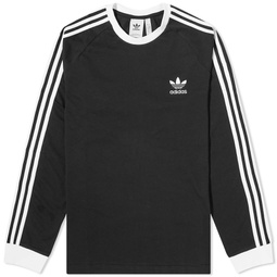 Adidas Long Sleeve 3 Stripe T-Shirt Black