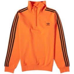 Adidas 3 Stripe Half Zip Crew Sweater Orange & Black