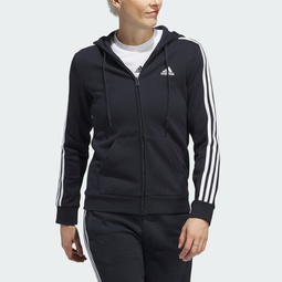 womens essentials fleece 3-stripes full-zip hoodie