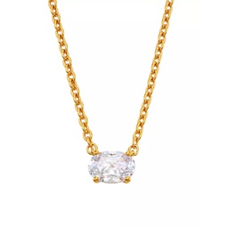 Modern Love 18K-Gold-Plated & Cubic Zirconia Pendant Necklace