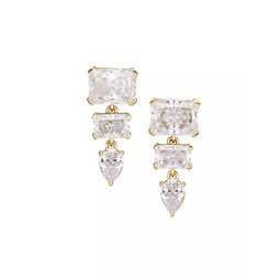 Stunner 18K-Gold-Plated & Cubic Zirconia Tiered Drop Earrings