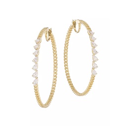 Stunner 18K-Gold-Plated & Cubic Zirconia Curb Chain Hoop Earrings