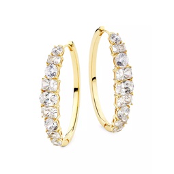 Mesmerize 18K-Gold-Plated & Cubic Zirconia Oval Hoop Earrings