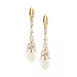 Versailles 18K Gold-Plated, Cubic Zirconia & Freshwater Pearl Linear Drop Earrings